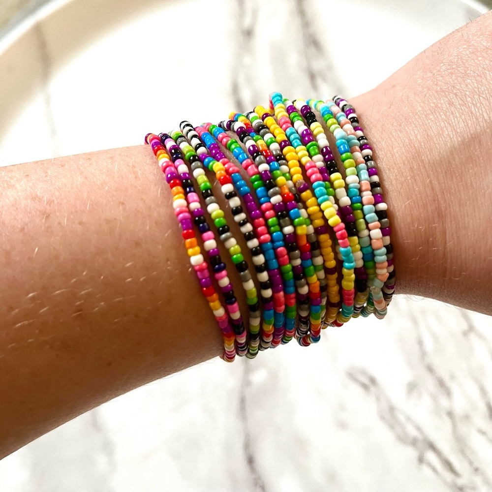 Vibrant Multicolor PRIDE Beaded Bracelet Set